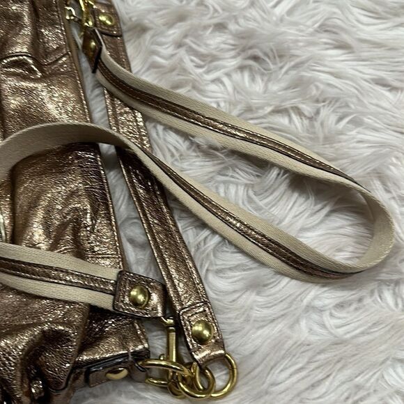 Coach Poppy Jazzy Metallic Gold 2 Way Crossbody And Shoulder Bag - Picture 8 of 16